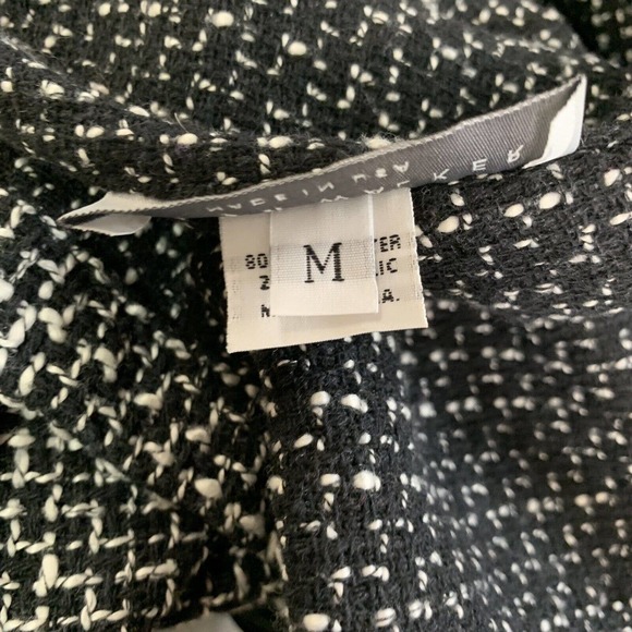 Bryn Walker Vest Medium Black White Tweed Wrap Sleeveless Duster USA B161 - Picture 7 of 9